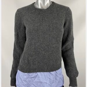 J.Crew Gray Lambswool Long Sleeve Sweater XS Blue Shirttail Zipper